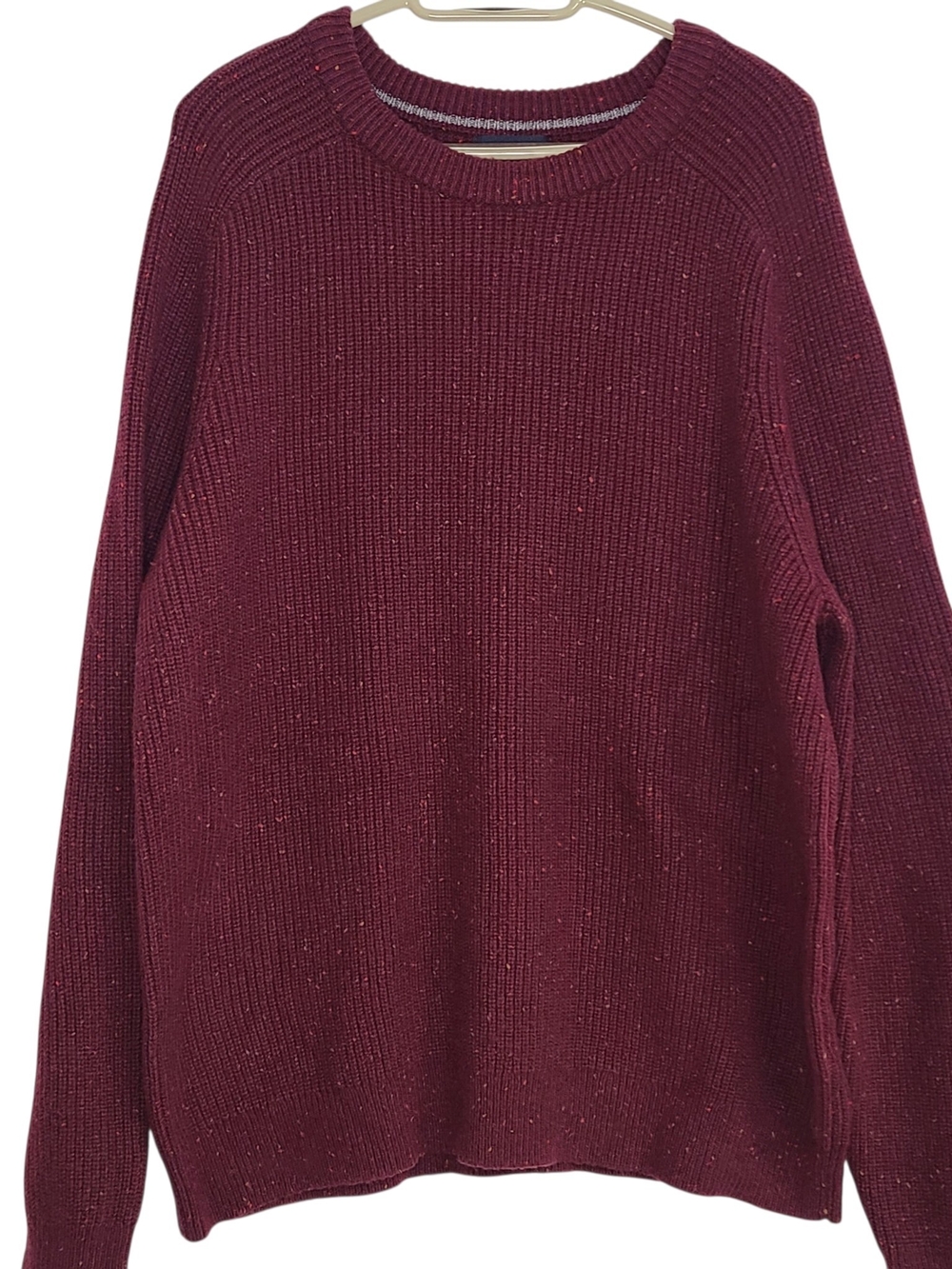 ​Lands' End Marled Wool Blend Crewneck Fisherman Sweater Burgundy XL